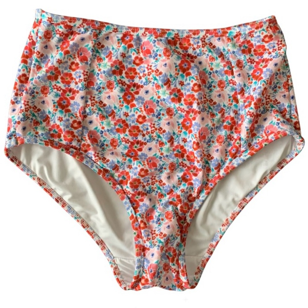 SHOSHANNA Women’s Magenta Floral High-Waist‎ Bikini Bottom Full Seat Coverage S